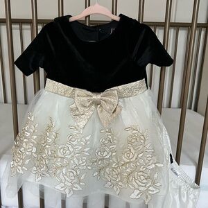Elegant Black and Gold Kids Dress